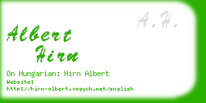 albert hirn business card
